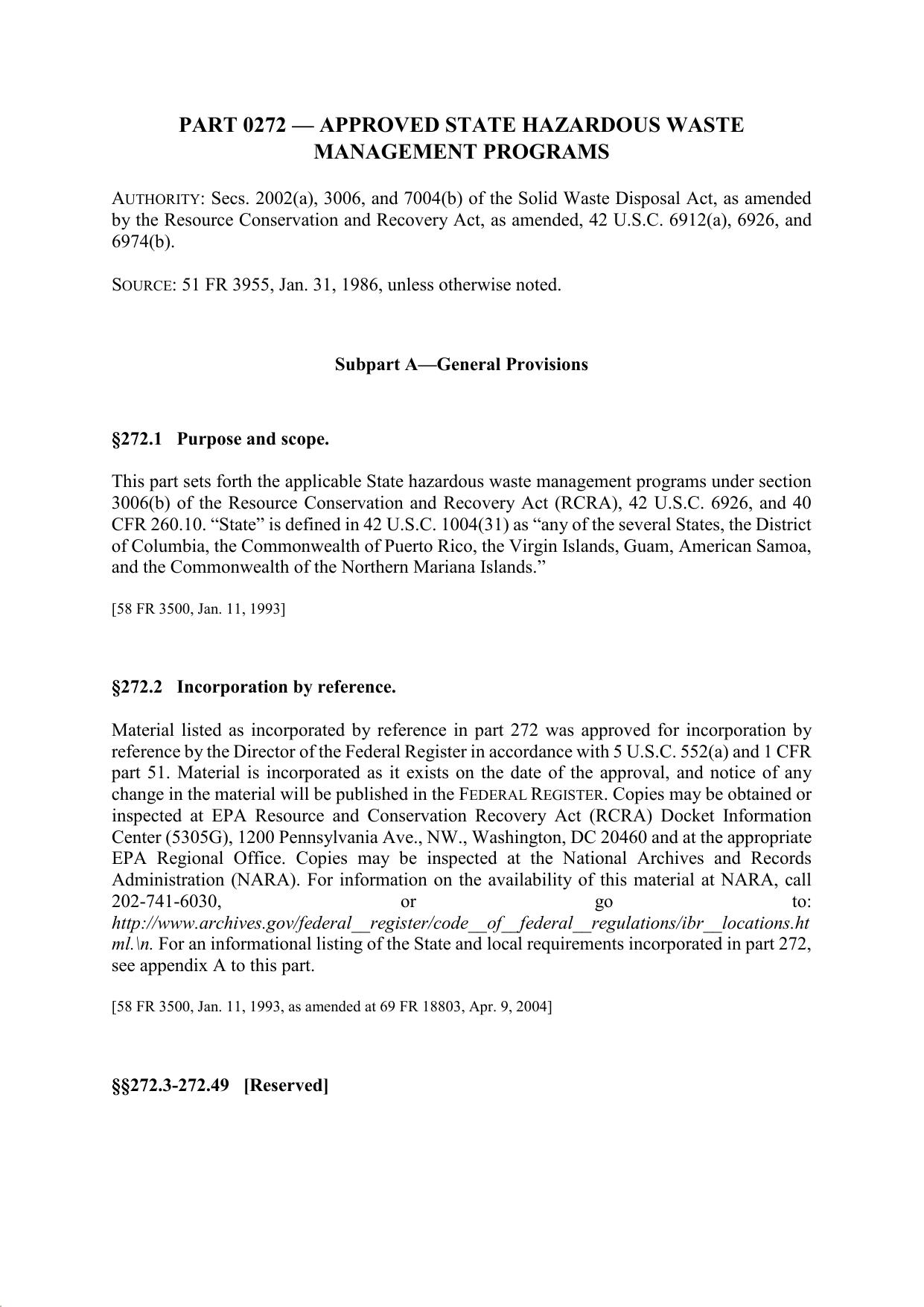 Title 40 - Part 272 - Approved State Hazardous Waste Management Programs by Regs4Ships - 24/09/2019