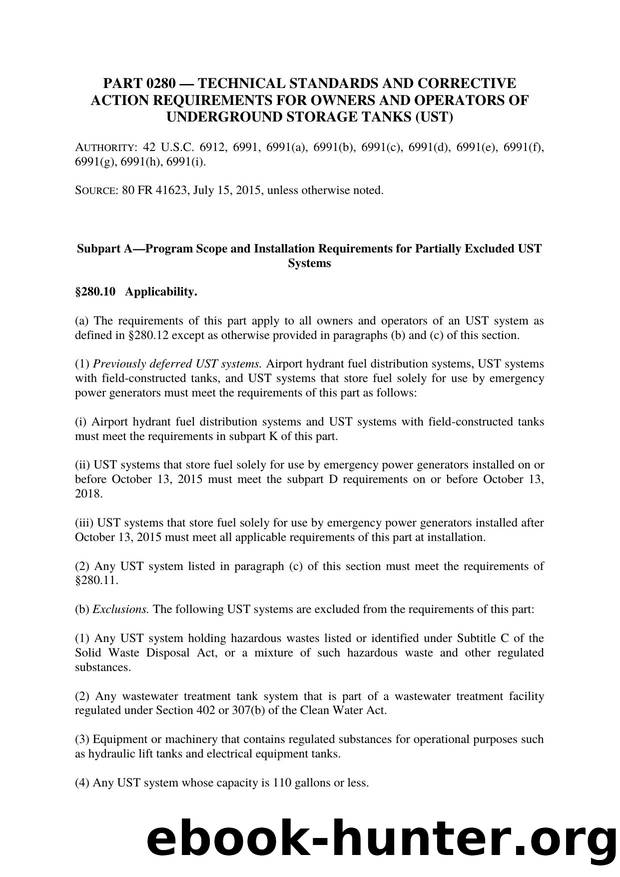 Title 40 - Part 280 - Technical Standards and Corrective Action Requirements for by Regs4Ships - 15/11/2015