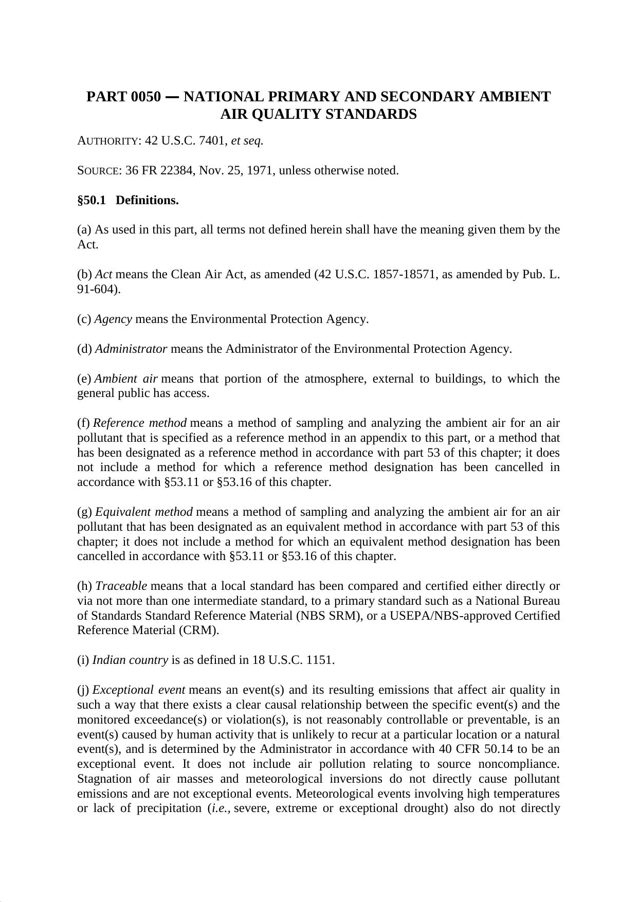 Title 40 - Part 50 - National Primary and Secondary Ambient Air Quality Standards by Regs4Ships - 07/06/2017