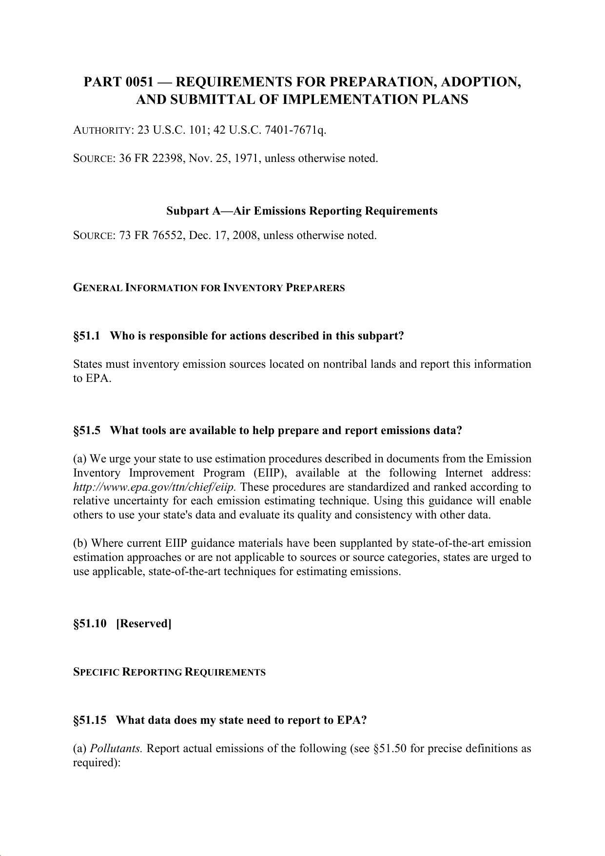 Title 40 - Part 51 - Requirements for Preparation, Adoption, and Submittal of Implementation Plans by Regs4Ships - 16/04/2019