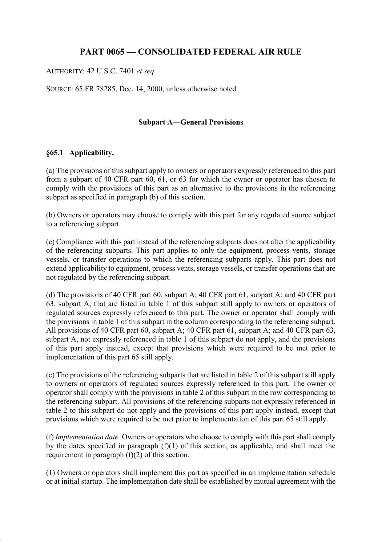Title 40 - Part 65 - Consolidated Federal Air Rule by Regs4Ships - 15/08/2019