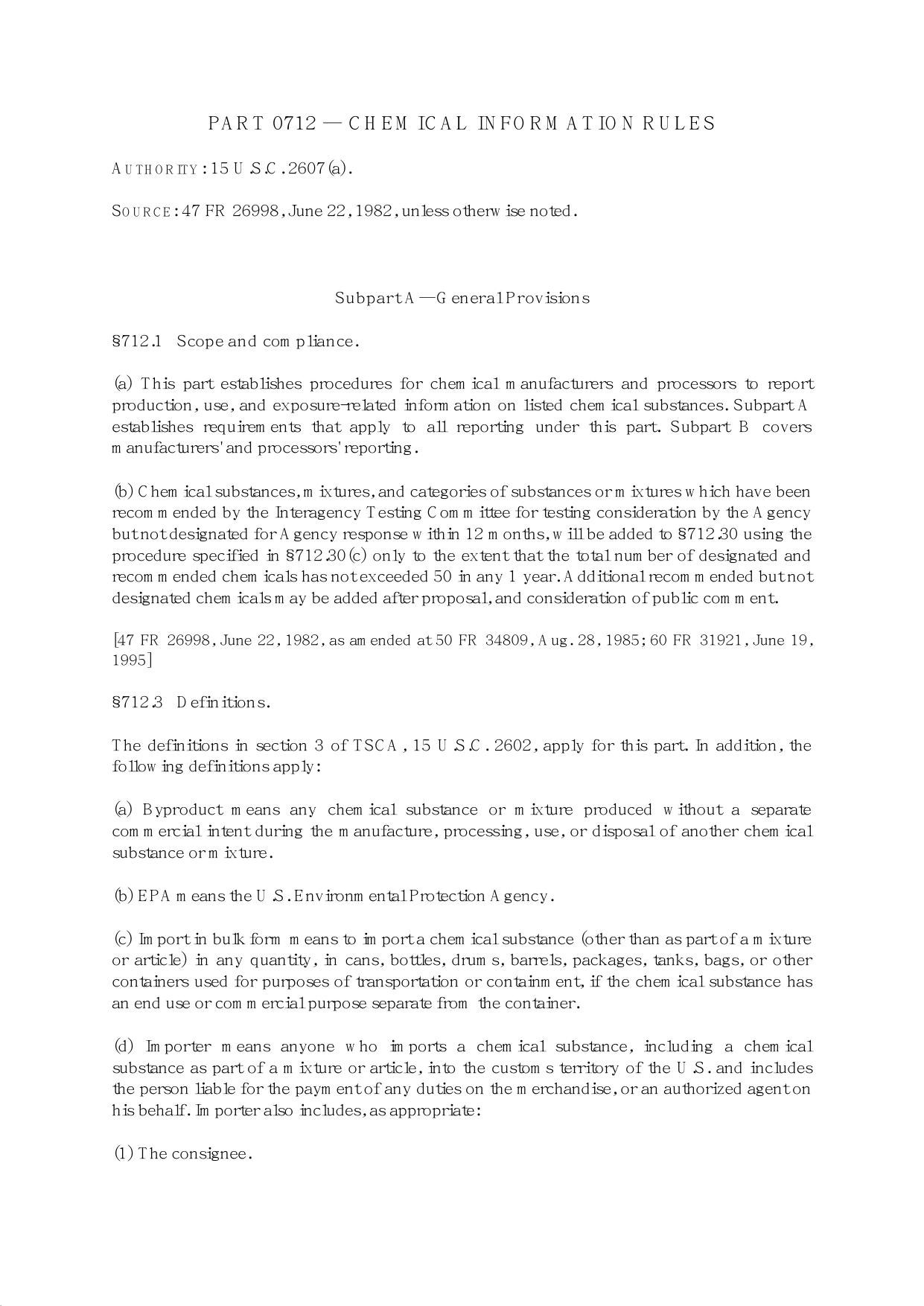 Title 40 - Part 712 - Chemical Information Rules by Regs4Ships - 03/04/2014