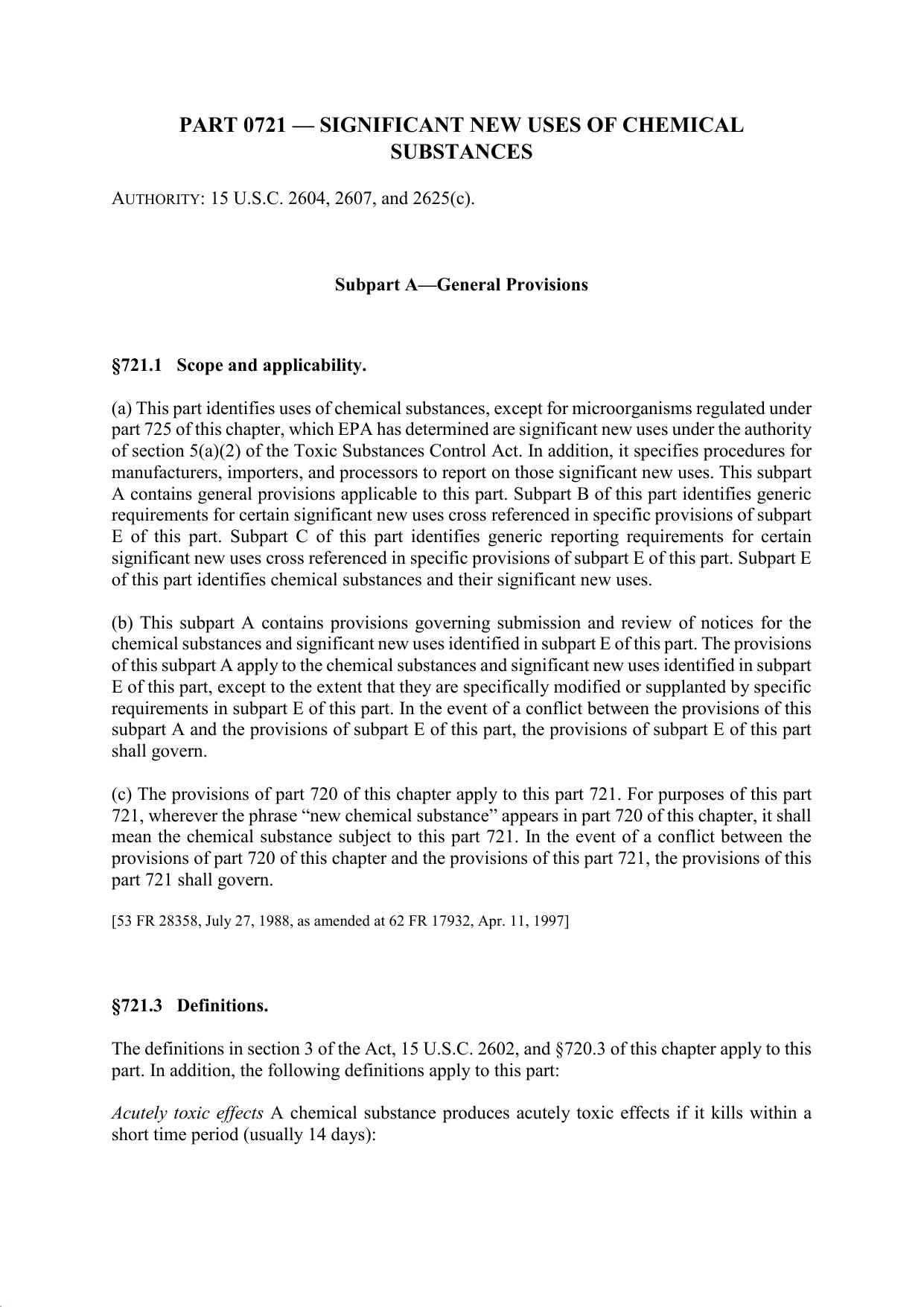 Title 40 - Part 721 - Significant New Uses of Chemical Substance by Regs4Ships - 31/07/2019