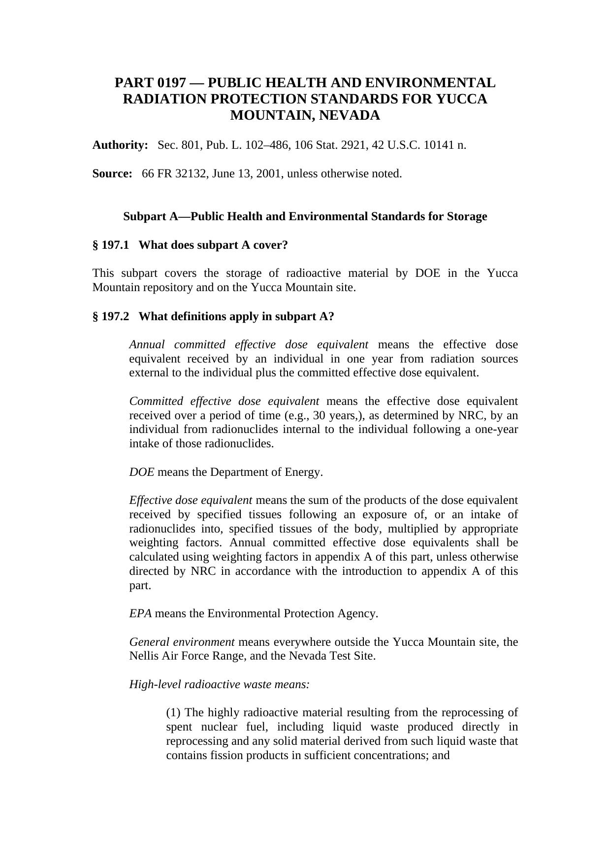 Title 40 - Protection of Environment - Part 197 - Public Health and Environmental by Regs4Ships