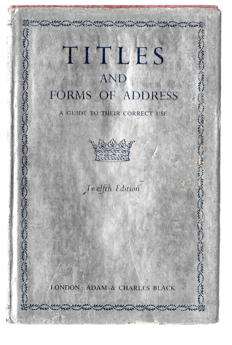 Titles and Forms of Address by Black Charles Black Adam
