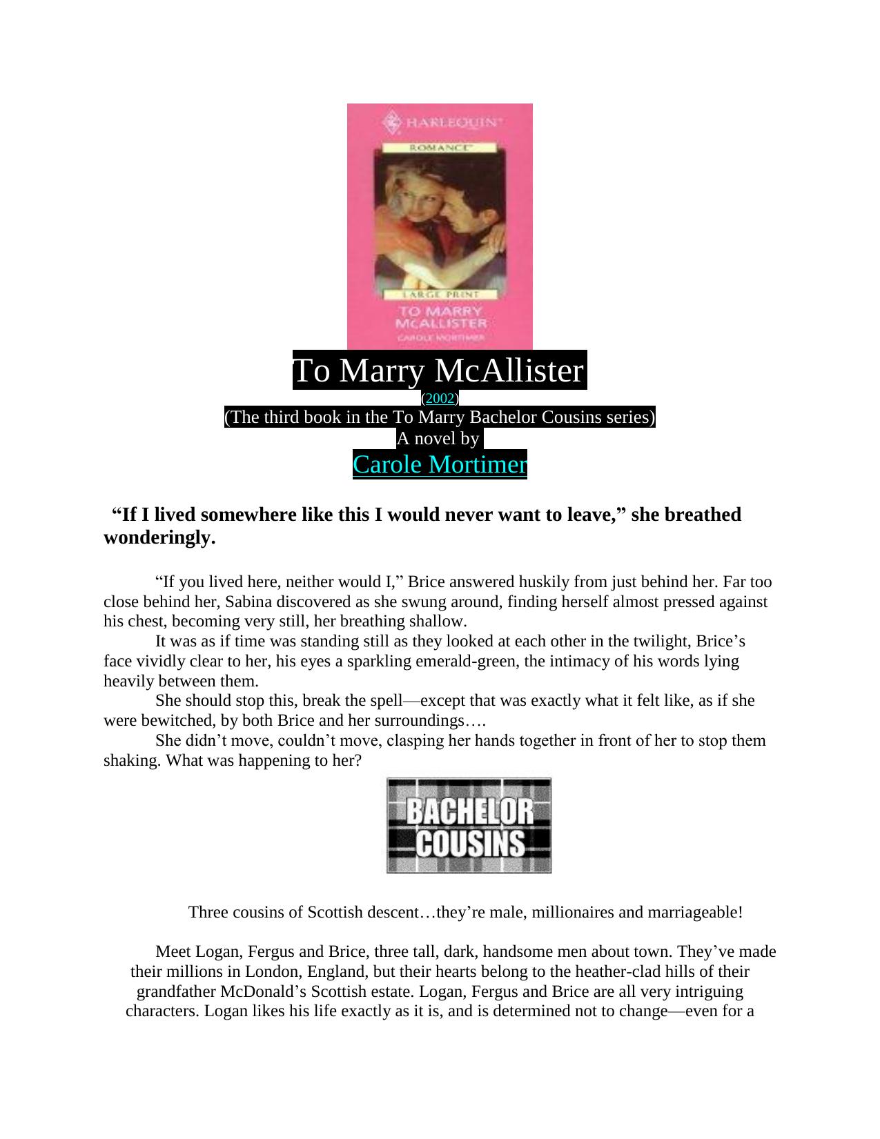 To Marry McAllister by Carole Mortimer