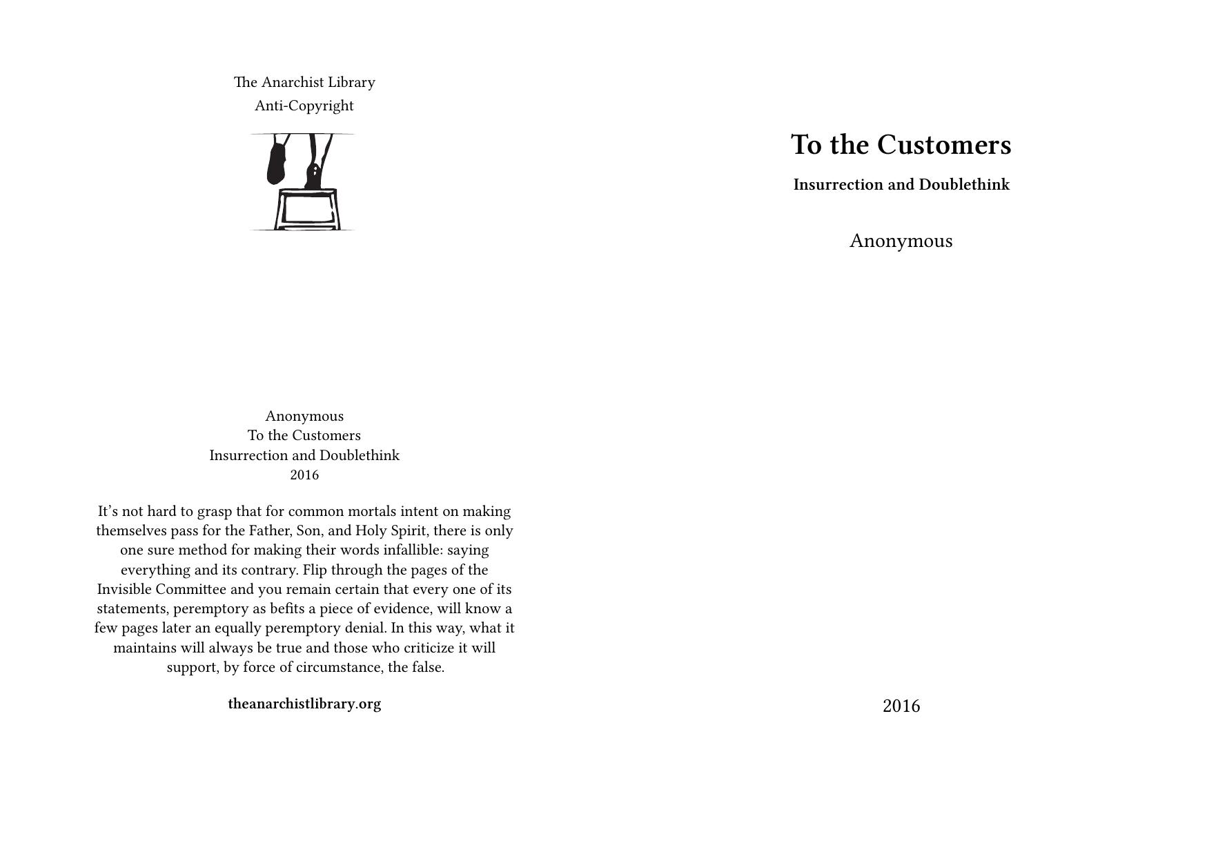 To the Customers by Anonymous