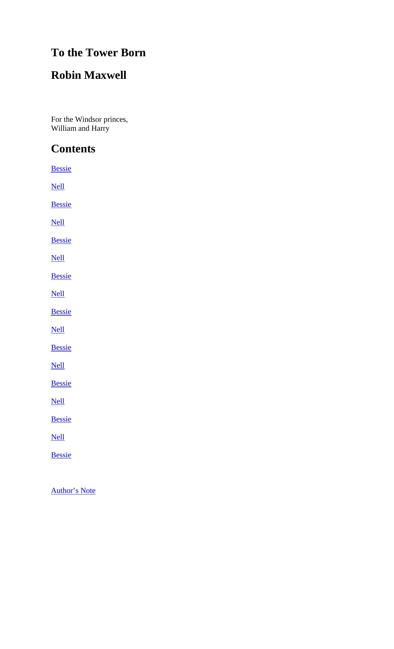 To the Tower Born by Robin Maxwell