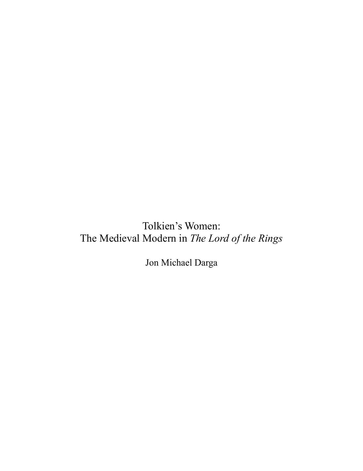 Tolkien & Women, a thesis by Jon Michael Darga