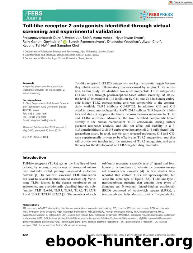 Tollâlike receptor 2 antagonists identified through virtual screening and experimental validation by Unknown