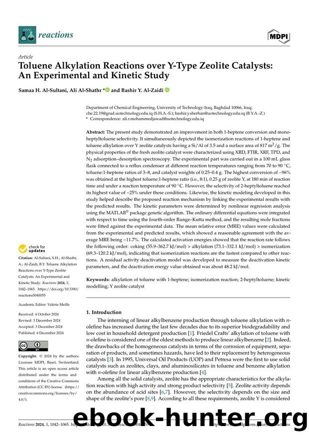 Toluene Alkylation Reactions over Y-Type Zeolite Catalysts: An Experimental and Kinetic Study by Samaa H. Al-Sultani Ali Al-Shathr & Bashir Y. Al-Zaidi
