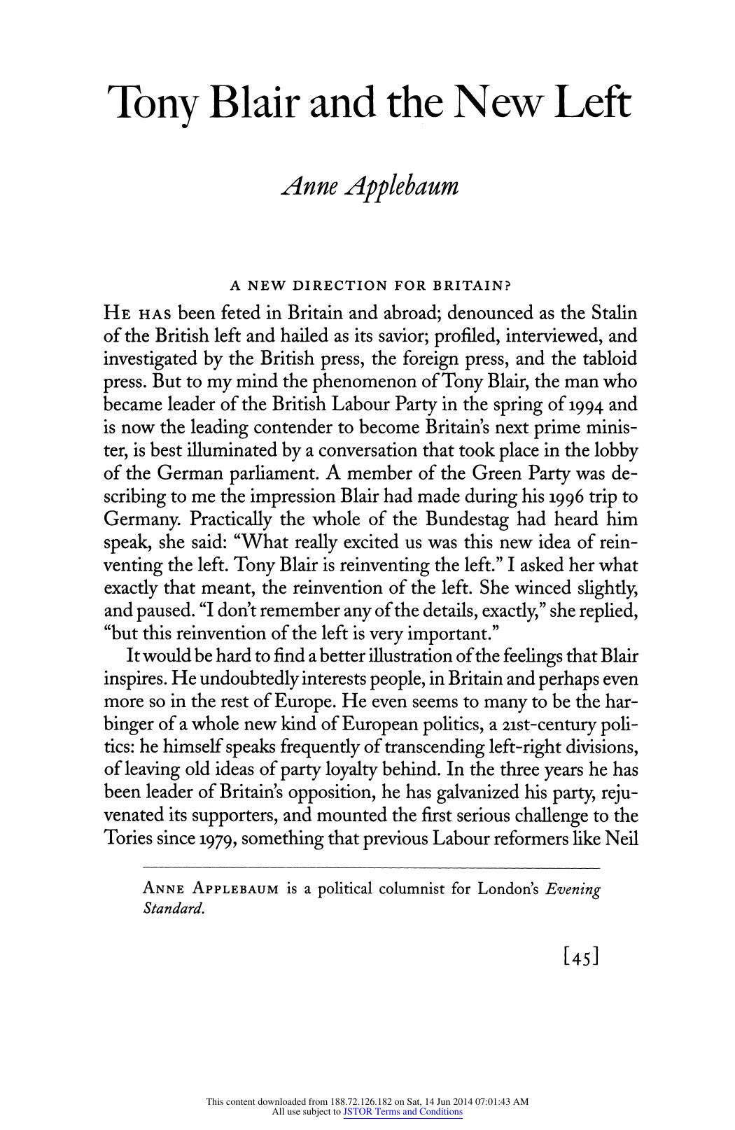 Tony Blair and the New Left by Tony Blair & the New Left (1997)
