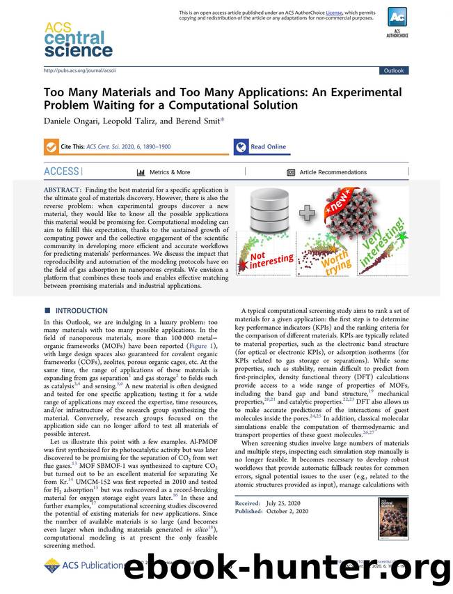 Too Many Materials and Too Many Applications: An Experimental Problem Waiting for a Computational Solution by unknow