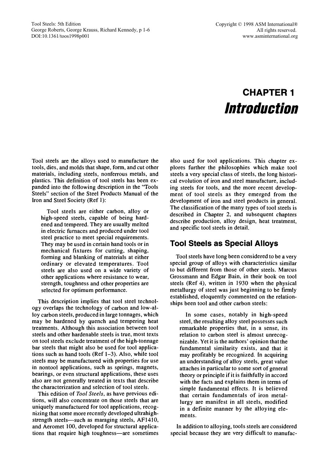 Tool Steels by George Adam Roberts George Krauss Richard Kennedy