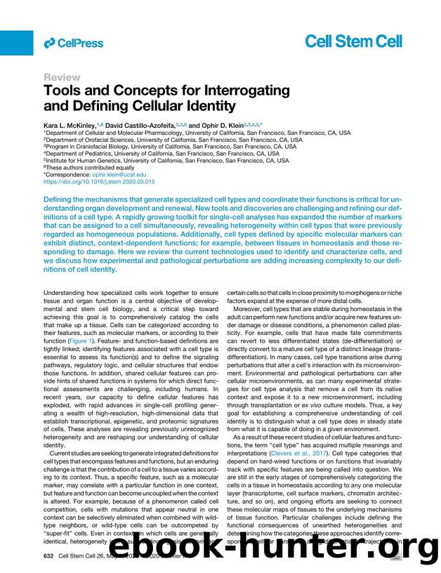 Tools and Concepts for Interrogating and Defining Cellular Identity by Kara L. McKinley & David Castillo-Azofeifa & Ophir D. Klein