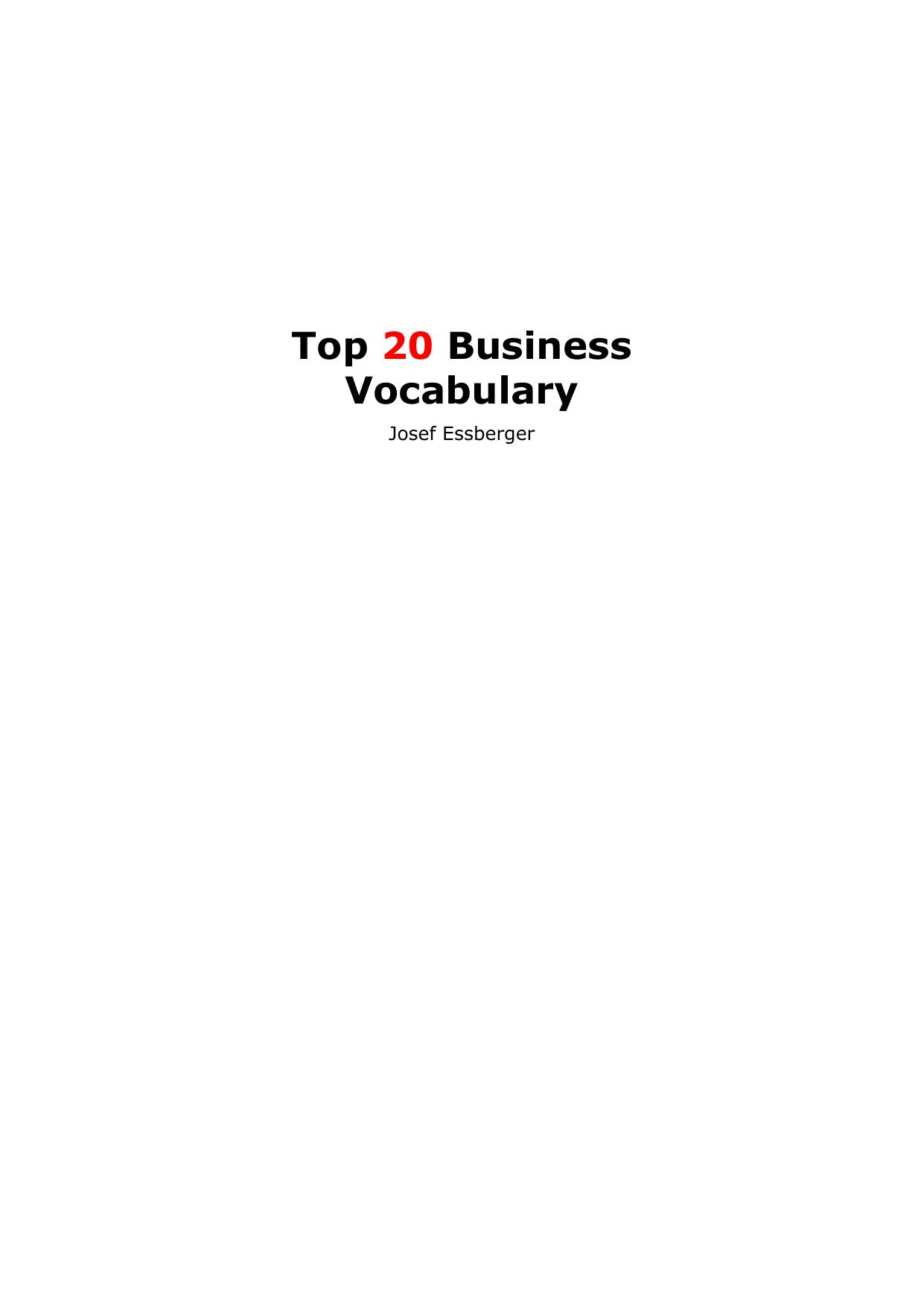 Top 20 Business Vocabulary by Essberger Josef
