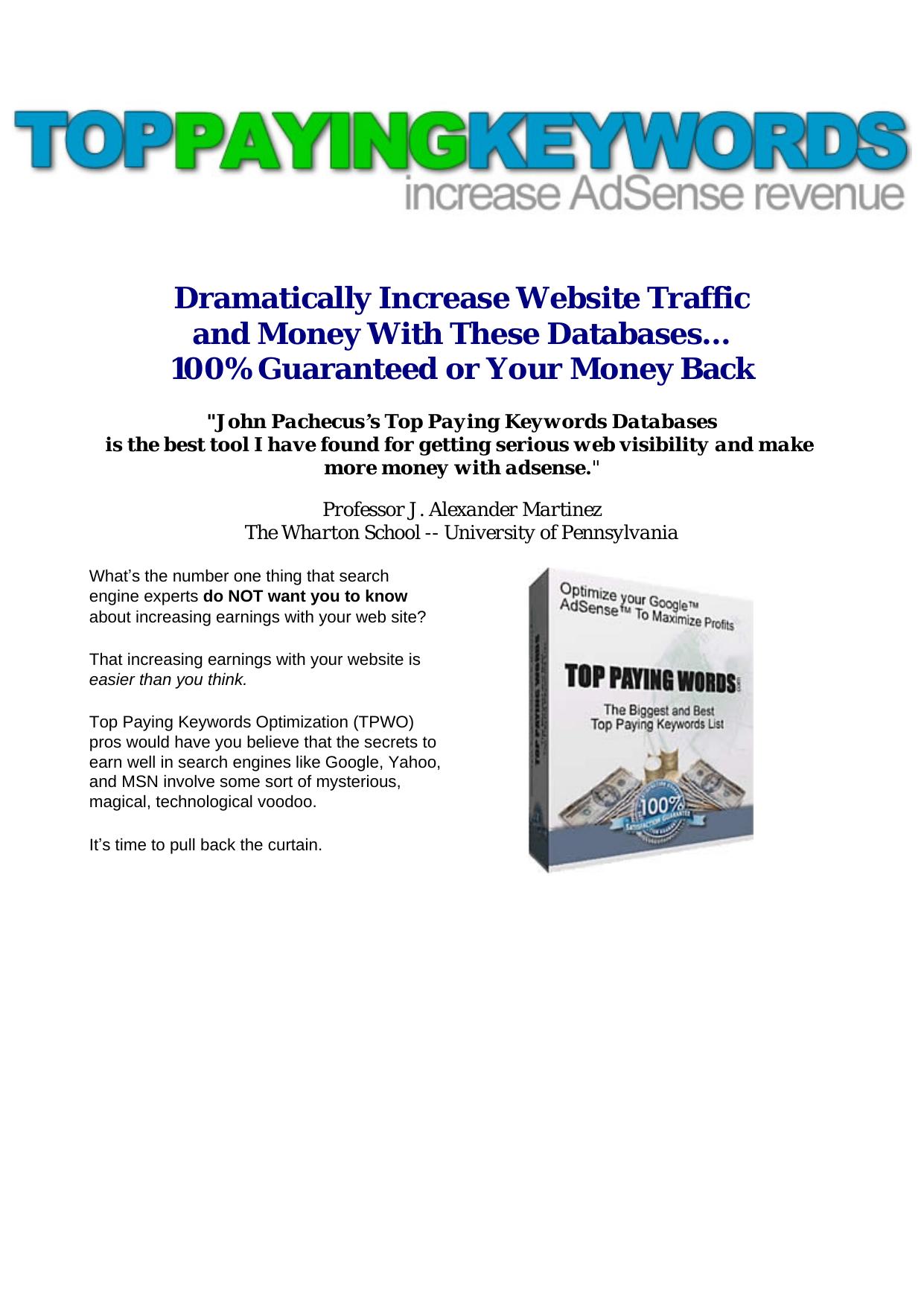 Top Paying Keywords. by Best of Kuszter's Collection