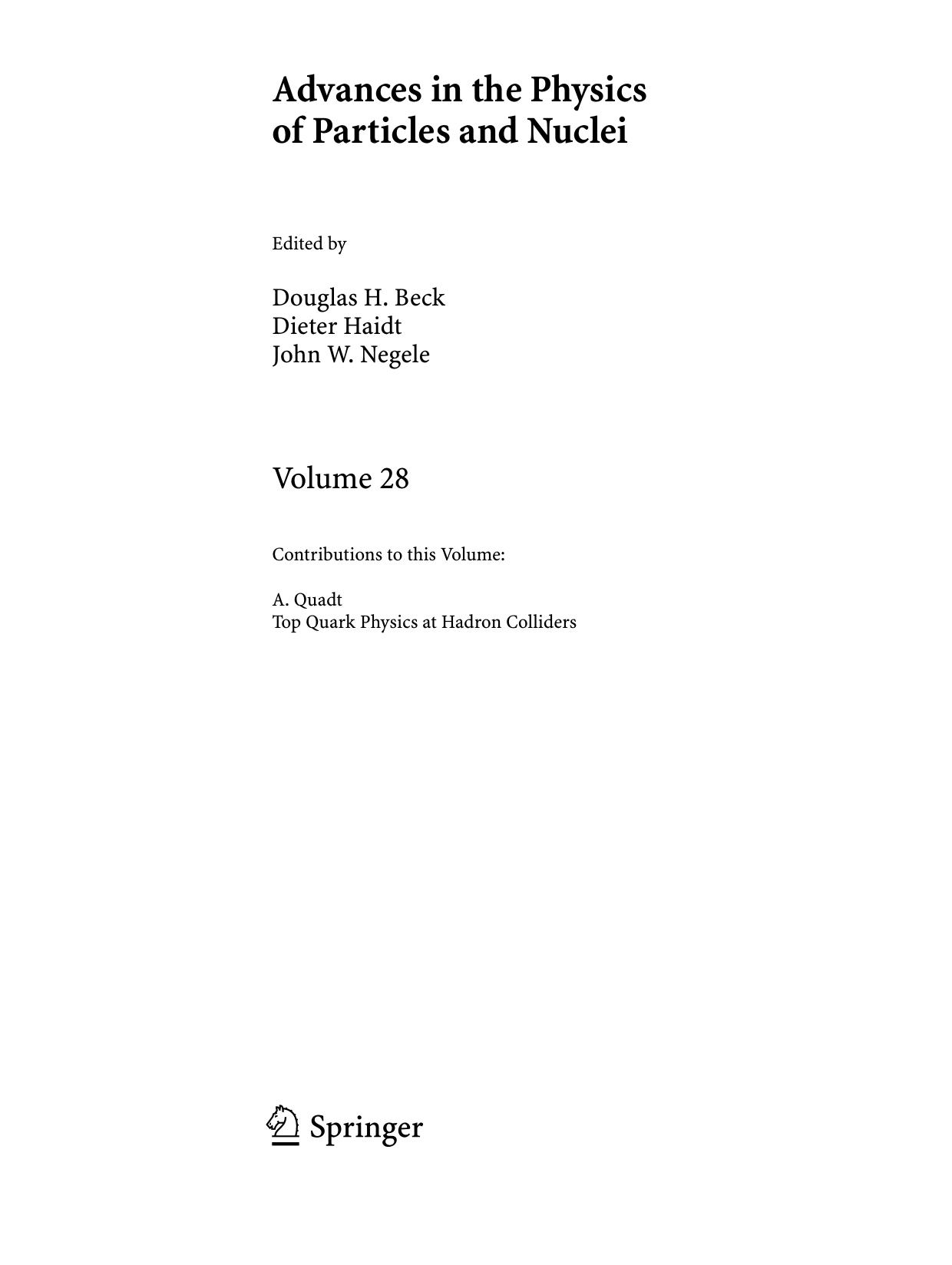 Top Quark Physics at Hadron Colliders by Beat Hintermann