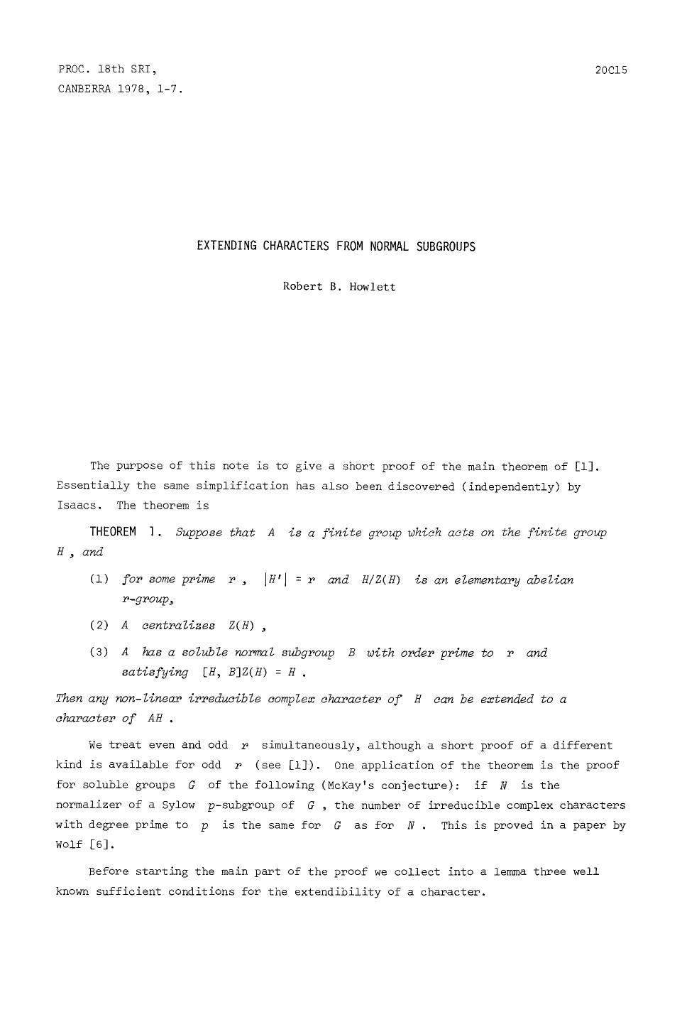 Topics in Algebra: Proceedings, 18th Summer Research Institute of the Australian Mathematical Society Australian National University Canberra, January 9 â February 17, 1978 by Robert B. Howlett (auth.) M. F. Newman J. S. Richardson (eds.)