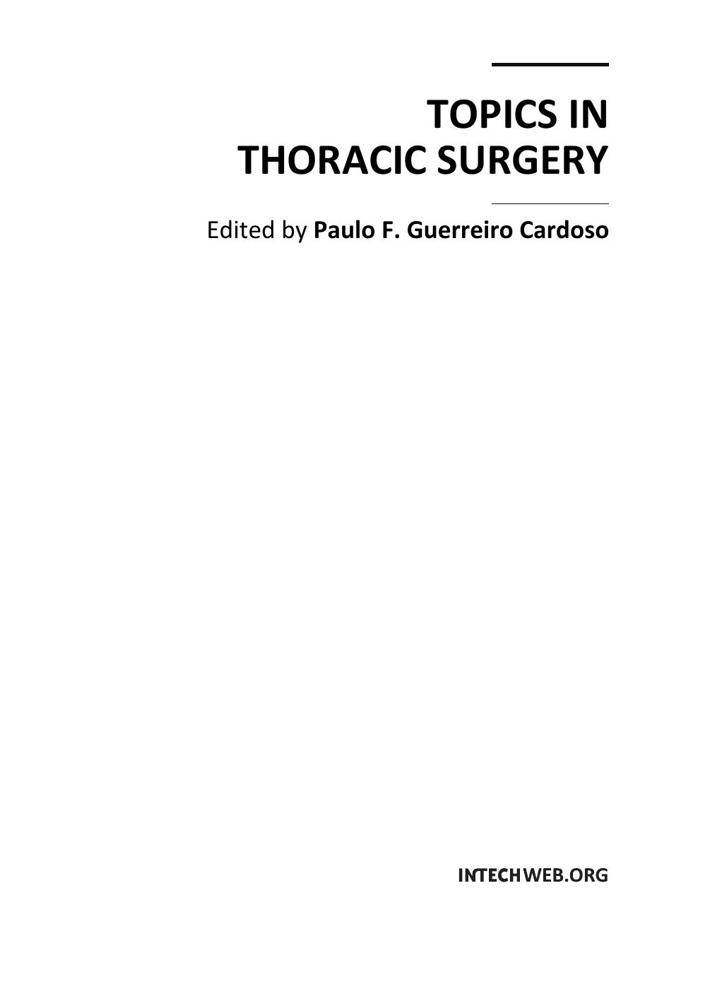 Topics in Thoracic Surgery by P. Cardoso