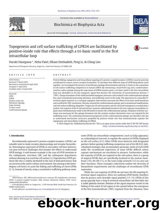 Topogenesis and cell surface trafficking of GPR34 are facilitated by positive-inside rule that effects through a tri-basic motif in the first intracellular loop by Haruki Hasegawa & Neha Patel & Elham Ettehadieh & Peng Li & Ai Ching Lim