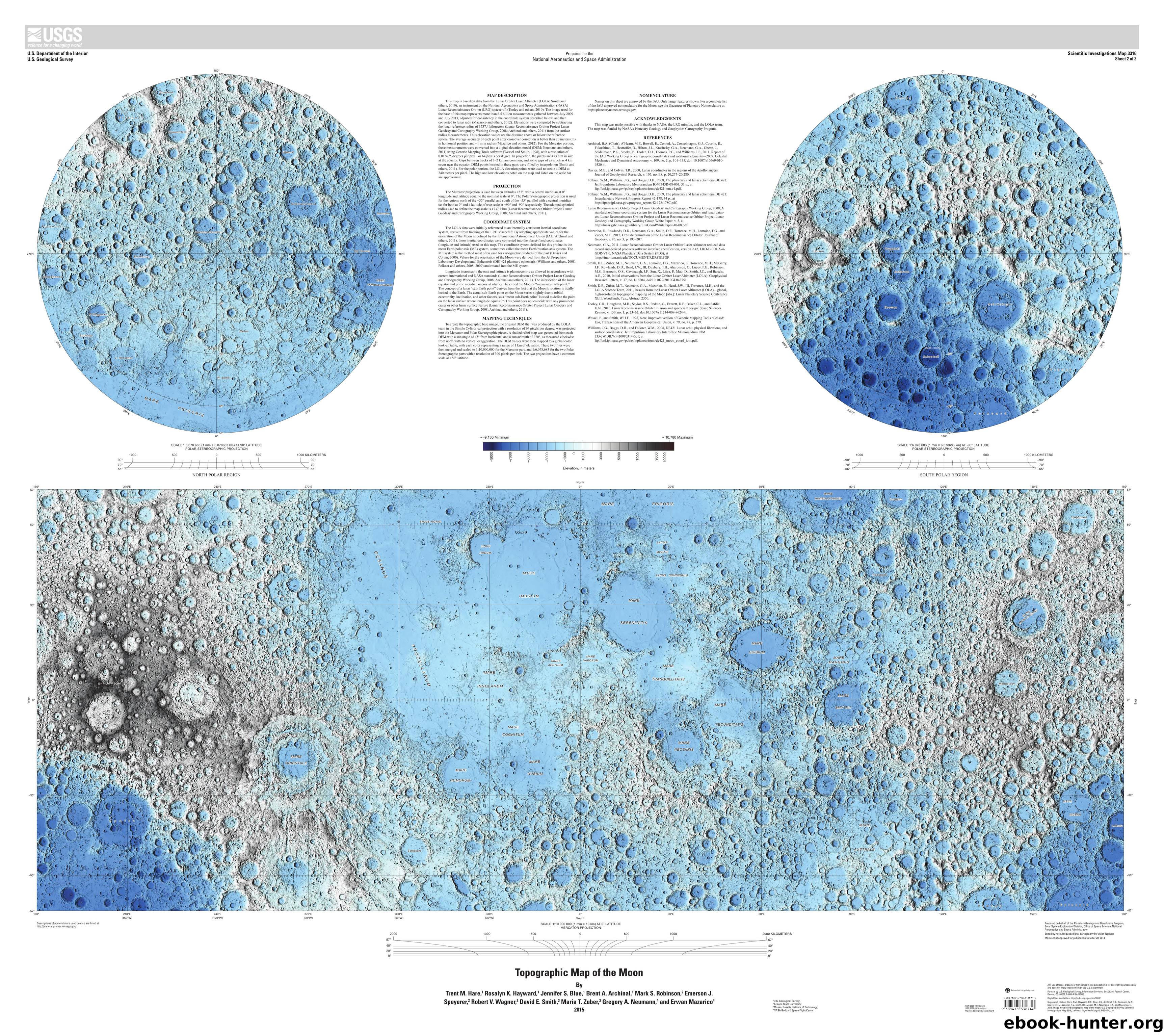 Topographic Map of the Moon by Unknown