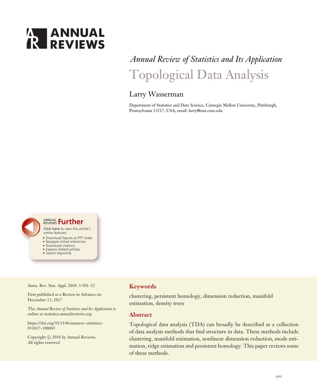 Topological Data Analysis by Larry Wasserman