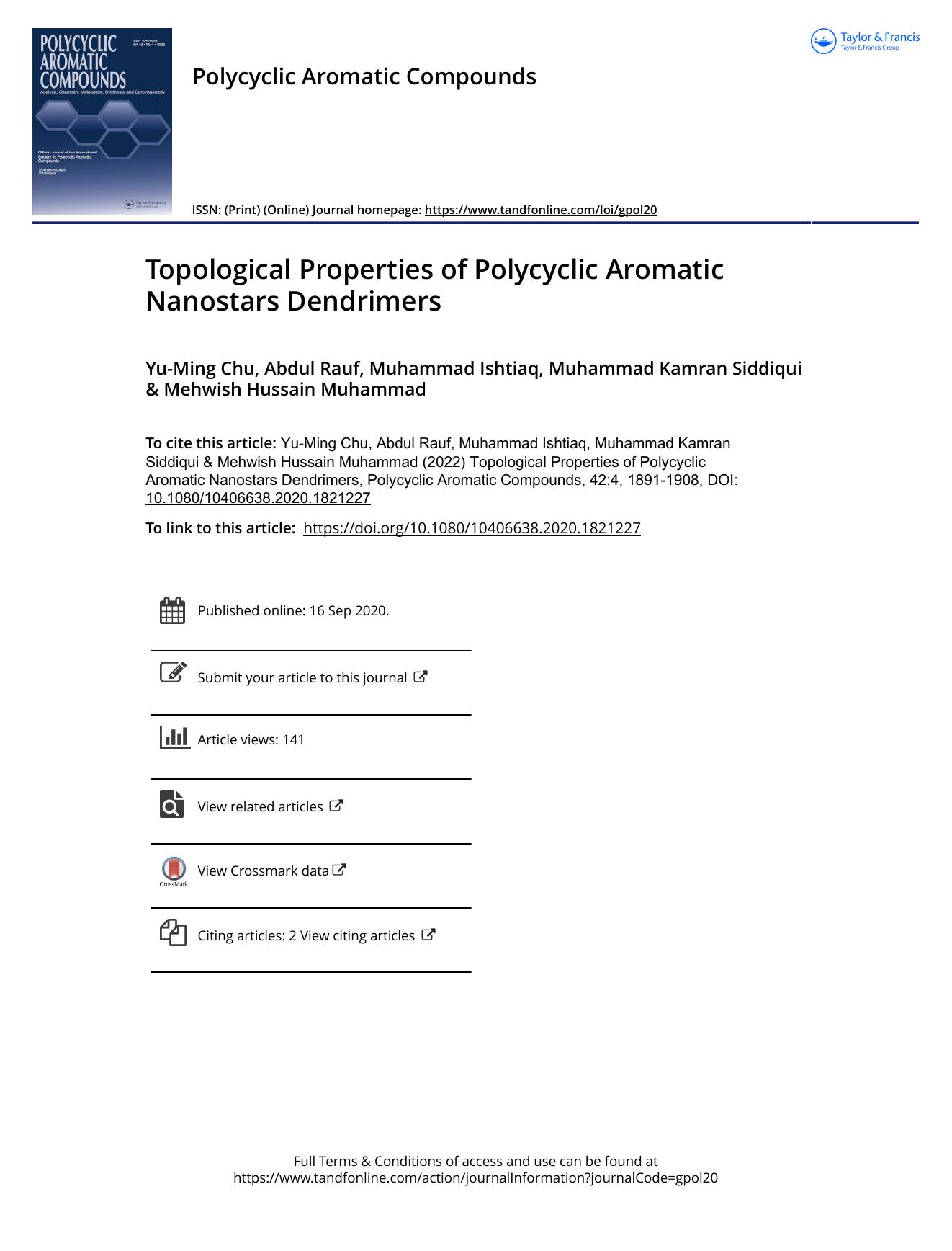 Topological Properties of Polycyclic Aromatic Nanostars Dendrimers by Chu Yu-Ming & Rauf Abdul & Ishtiaq Muhammad & Siddiqui Muhammad Kamran & Muhammad Mehwish Hussain