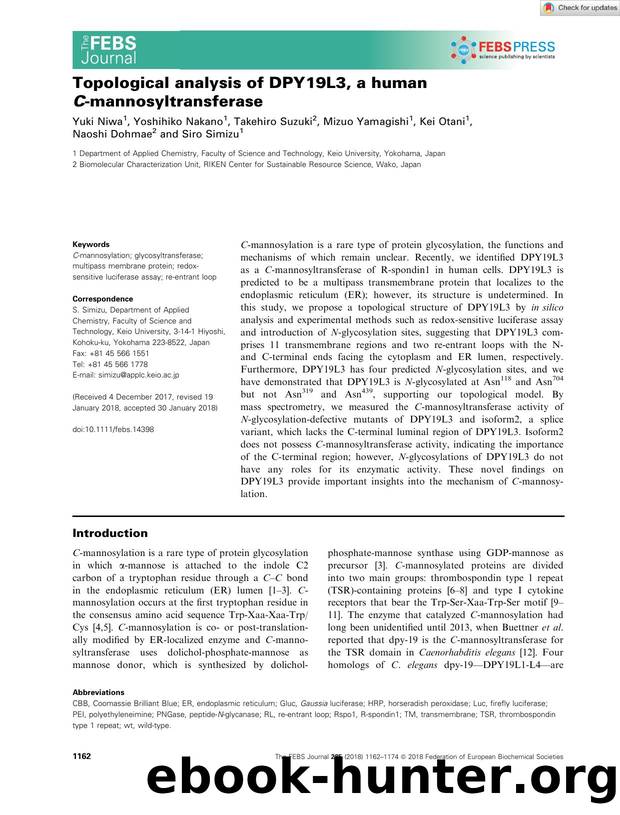 Topological analysis of DPY19L3, a human Câmannosyltransferase by Unknown