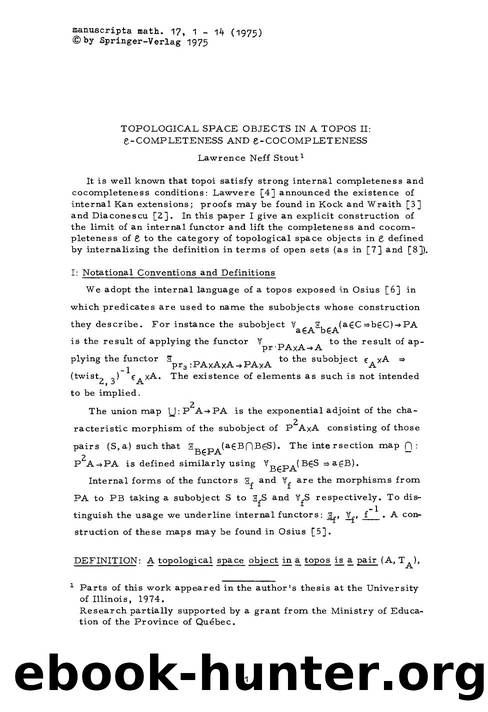 Topological space objects in a topos II: &#x025B;-Completeness and &#x025B;-cocompleteness by Unknown