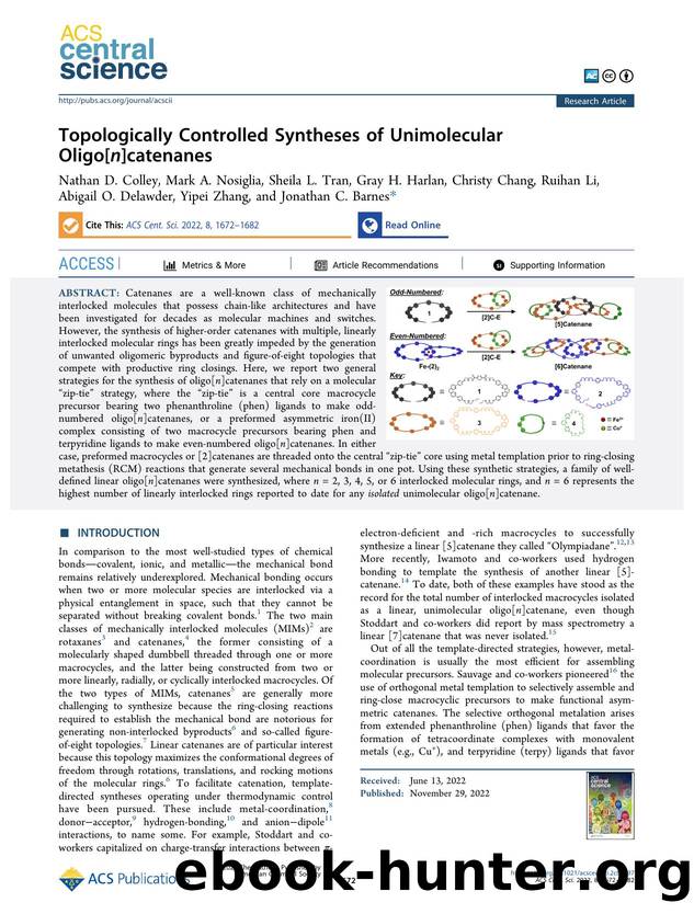 Topologically Controlled Syntheses of Unimolecular Oligo[n]catenanes by unknow