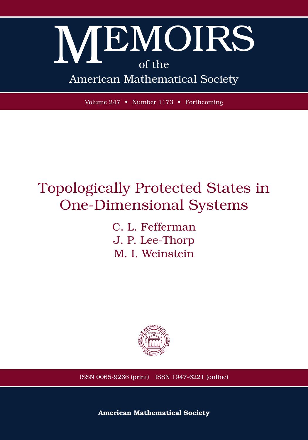 Topologically Protected States in One-dimensional Systems by C. F. Fefferman J. P Lee-thorp M. I. Weinstein