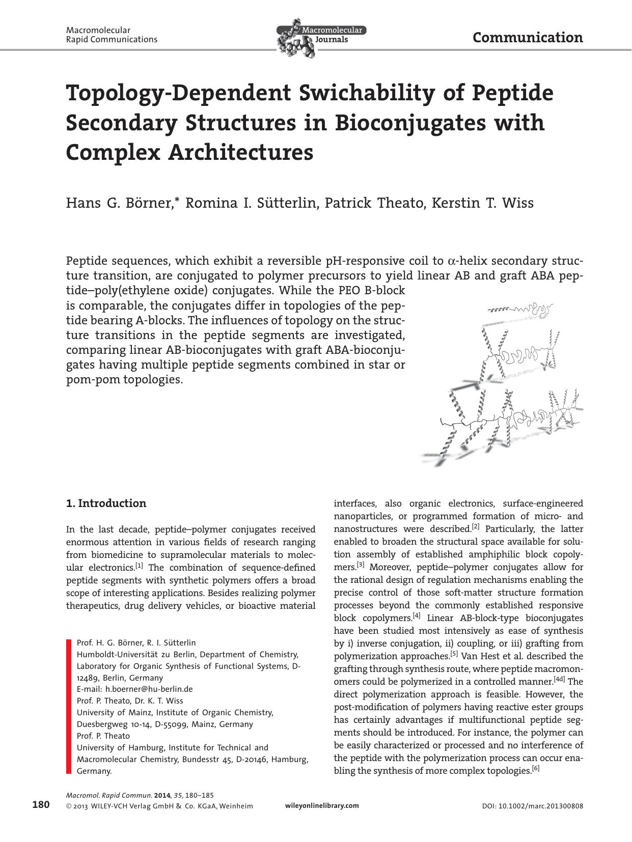 TopologyDependent Swichability of Peptide Secondary Structures in Bioconjugates with Complex Architectures by s-w-270