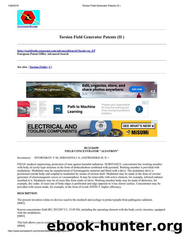 Torsion Field Generator Patents (II ) by Unknown
