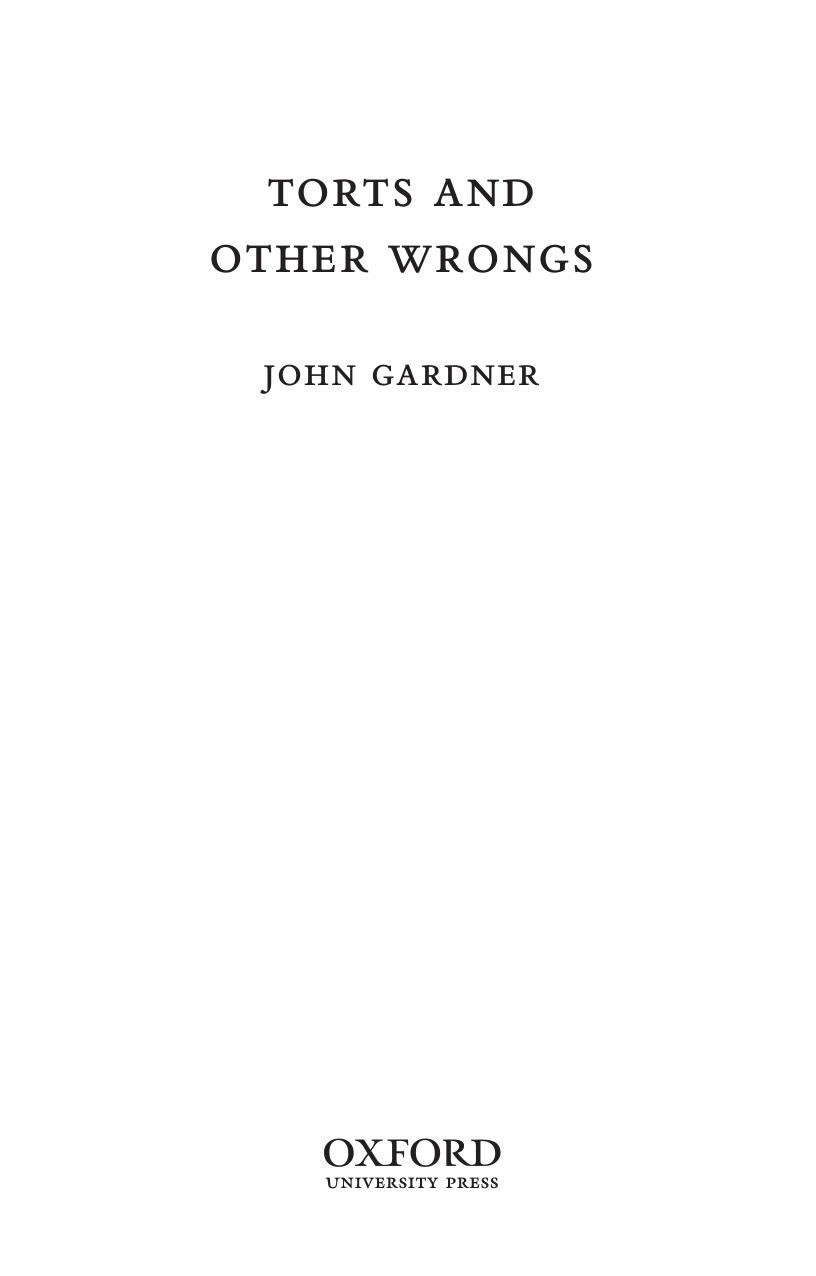 Torts and Other Wrongs by John Gardner