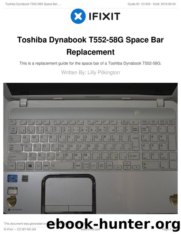 Toshiba Dynabook T552-58G Space Bar Replacement by Unknown