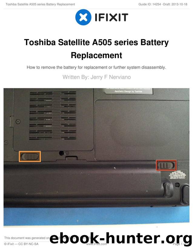 Toshiba Satellite A505 series Battery Replacement by Unknown