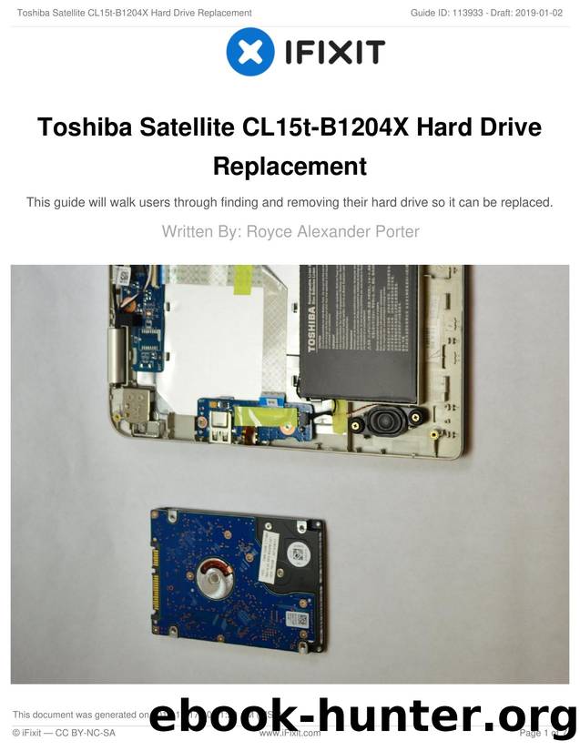 Toshiba Satellite CL15t-B1204X Hard Drive Replacement by Unknown