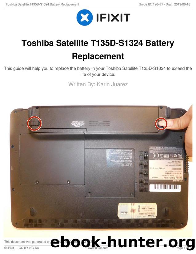Toshiba Satellite T135D-S1324 Battery Replacement by Unknown