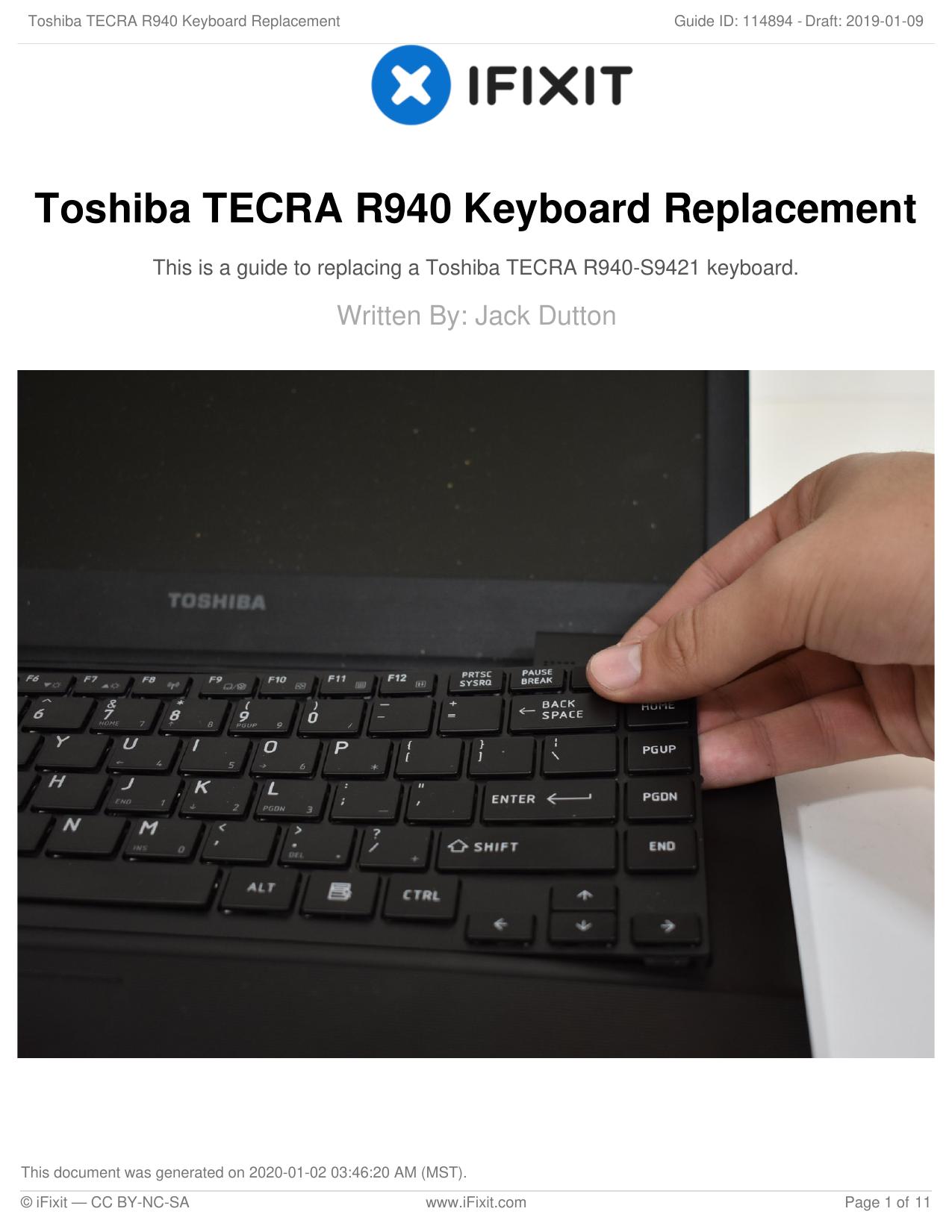 Toshiba TECRA R940 Keyboard Replacement by Unknown