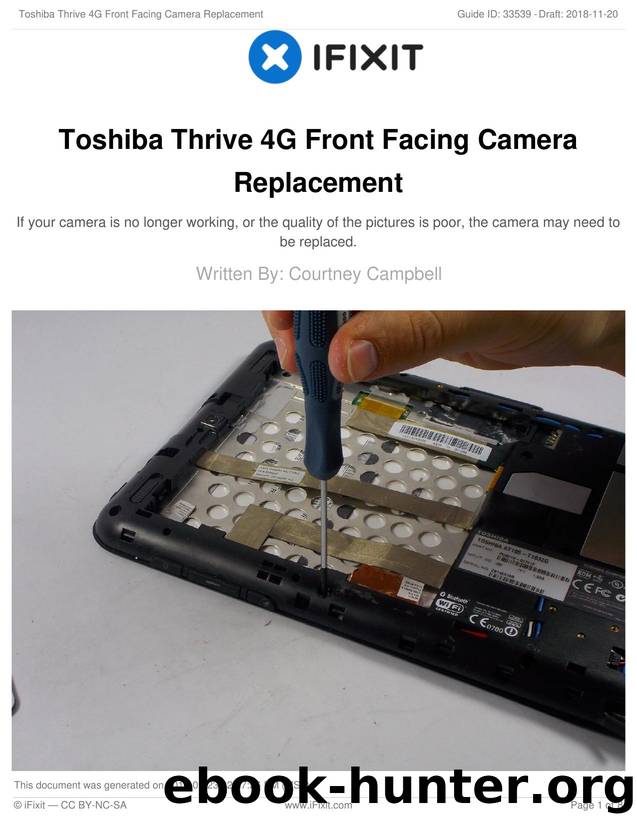 Toshiba Thrive 4G Front Facing Camera Replacement by Unknown