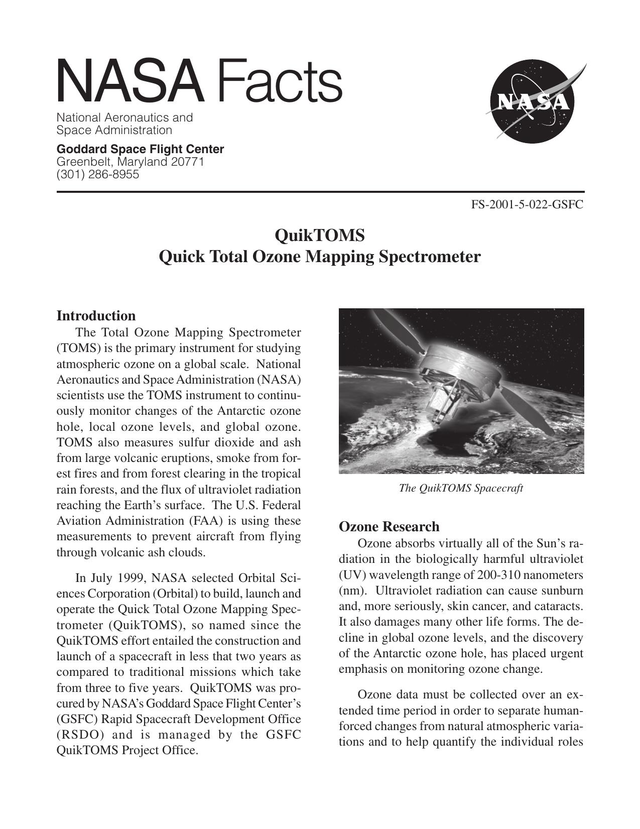 Total Ozone Mapping Spectrometer by United States. National Aeronautics and Space Administration.; Goddard Space Flight Center