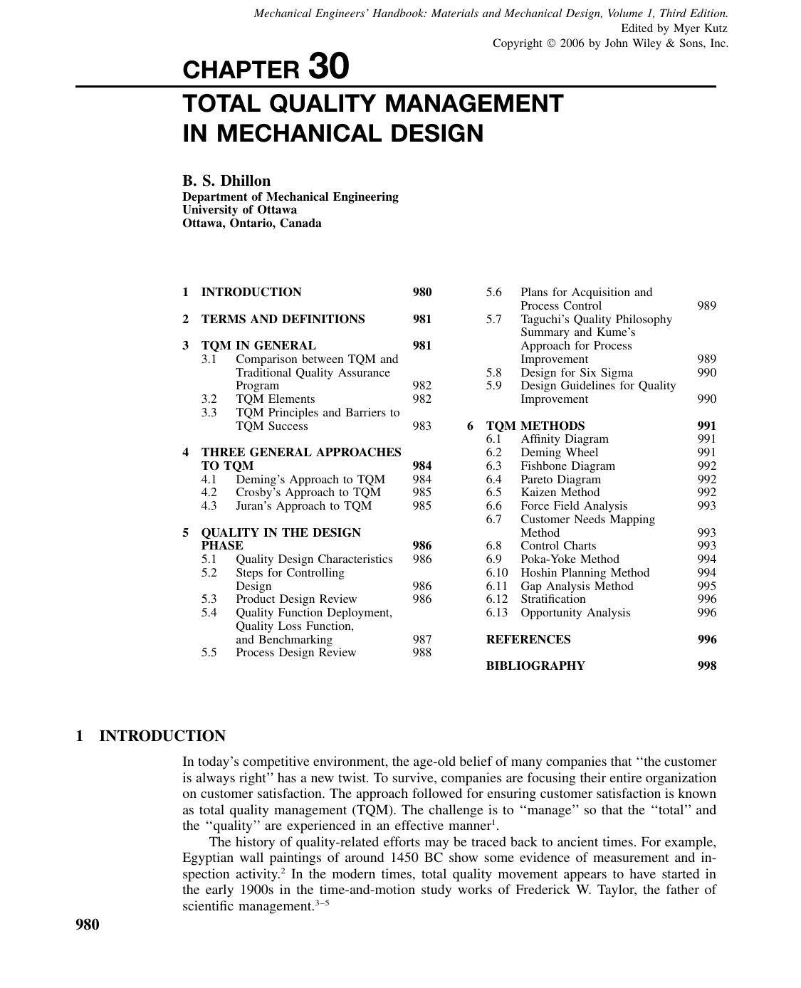 Total Quality Management in Mechanical Design by penta
