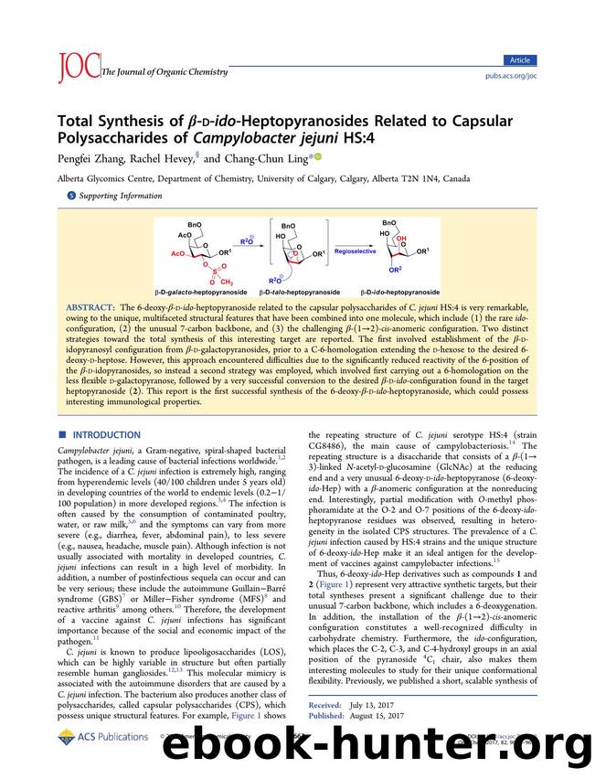 Total Synthesis of Î²-d-ido-Heptopyranosides Related to Capsular Polysaccharides of Campylobacter jejuni HS:4 by Pengfei Zhang Rachel Hevey & Chang-Chun Ling