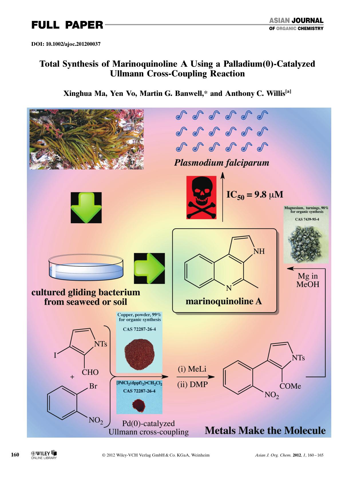 Total Synthesis of Marinoquinoline A Using a Palladium(0)Catalyzed Ullmann CrossCoupling Reaction by Unknown