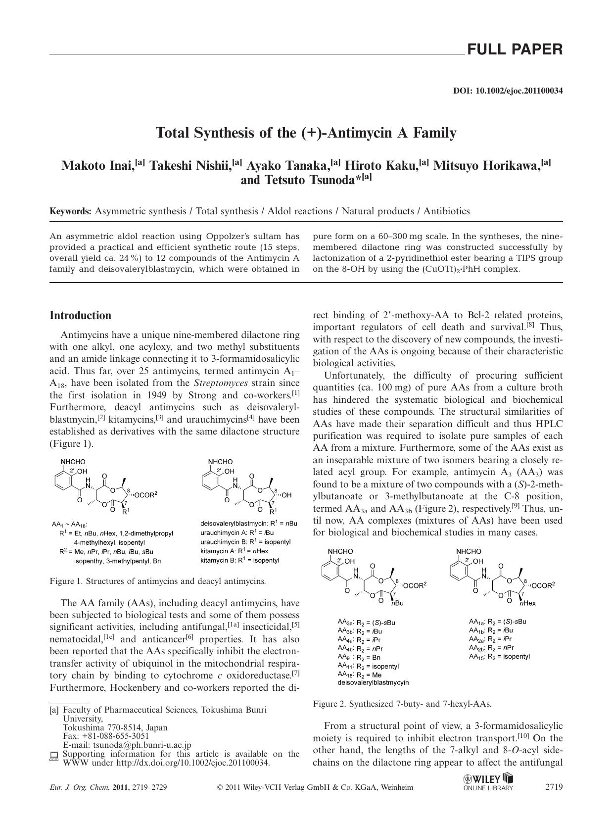 Total Synthesis of the (+)Antimycin A Family by Unknown