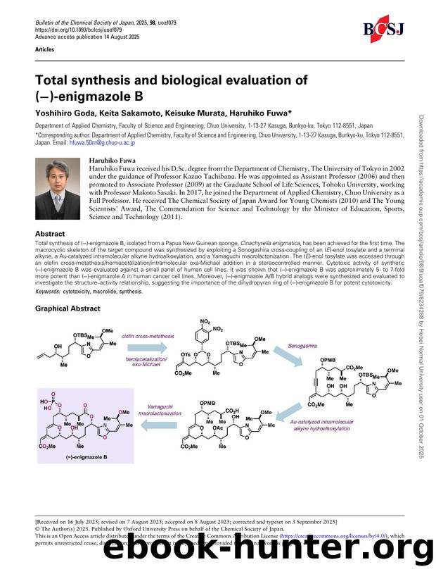 Total synthesis and biological evaluation of (â)-enigmazole B by Yoshihiro Goda & Keita Sakamoto & Keisuke Murata & Haruhiko Fuwa