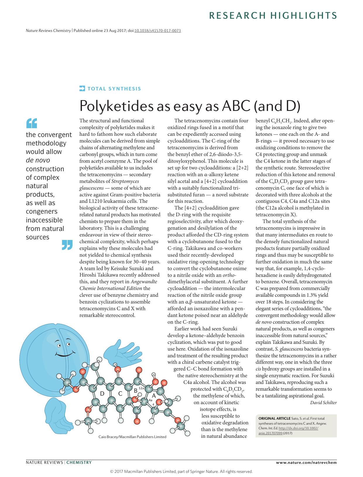 Total synthesis: Polyketides as easy as ABC (and D) by David Schilter