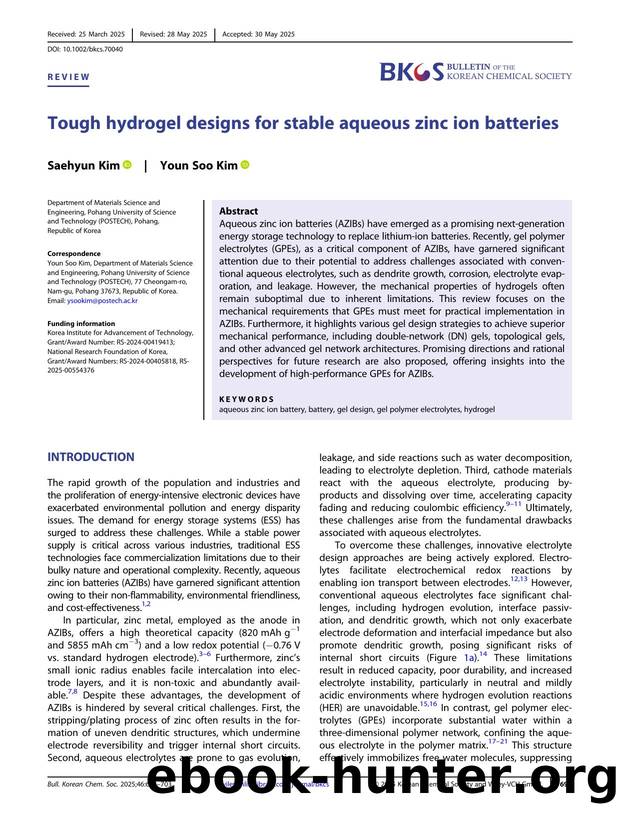 Tough hydrogel Designs for Stable Aqueous Zinc Ion Batteries by Unknown