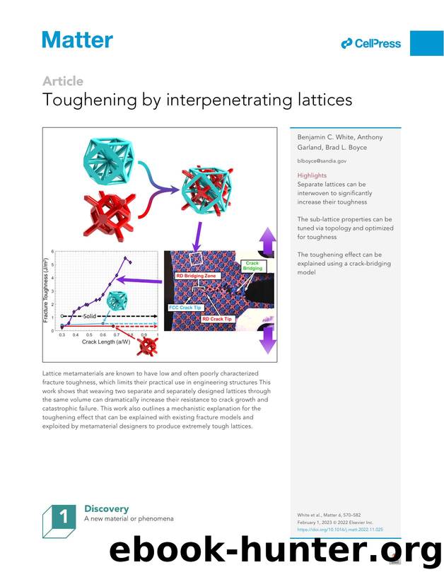 Toughening by interpenetrating lattices by Benjamin C. White & Anthony Garland & Brad L. Boyce
